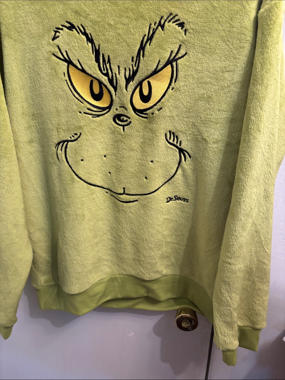 Dr. Seuss Grinch Green Cozy Fleece Sweater - Picture 5 of 10